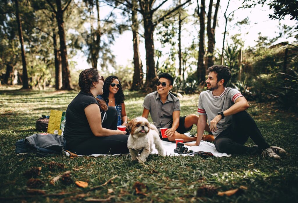 Picknick Freunde Natur Hund Sommerpicknick mit Herz Rezepte, Ideen und kleine Rituale